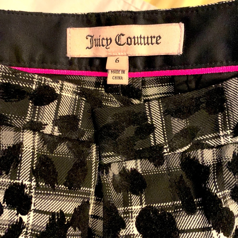 Juicy Couture, plaid/leopard print pants. Size4